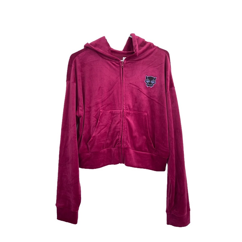 NEW Marvel Black Panther Velour Hoodie L 10/12